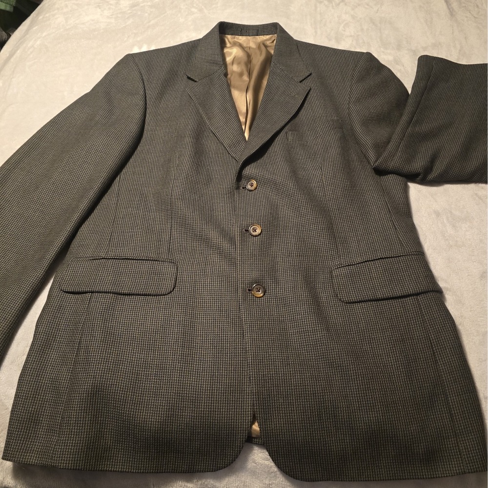 Oscar De La Renta Men's Plaid Wool Blazer 44L Dark Academia Professor Preppy